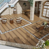 Patio Floor Tiles Pack of 22 WPC Wood-Plastic Composite Patio Deck Tiles DIY Interlocking Decking W206P201284