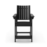 ZUN Black Modern Counter Chair – Sleek HDPE Poly Lumber for Dining, Patio, and Garden Comfort B195P198783