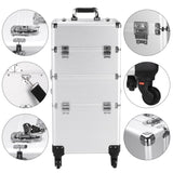 ZUN 3 in 1 Aluminum Cosmetic Makeup Case Tattoo Box Silver 05913846