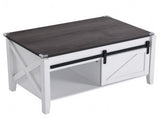 Lift Top Coffee Table with Sliding Barn Door, Farmhouse X Side Design, Hidden 57205661