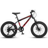 ZUN S20109 Kids' Bike 20 Inch Wheels Fat Tire Bike, 4" Wide Fat Tire Snow Mountain Bike Ages 8-12 Year W2563P156283