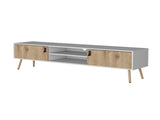 White and Macadamia 2 Hinged Drawers TV Rack B062P175179
