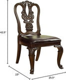Traditional Intricate Back Design Set of 2 Side Chairs Brown Cherry Solid wood Chair Padded B01178728