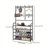 ZUN simple floor standing clothes and hat rack, shoe rack integrated DIY household shoe and hat cabinet 70349921