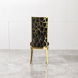 Dining chair black velvet with unique design backrest set of 2,mirror gold stainless steel legs W2723P193692