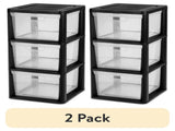 (2 pack) 3 Drawer Tower, Plastic Storage Organizer with Removable Clear Bins, Easy to Assemble - No 94783517