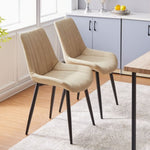 ZUN Faux Leather Dining Chairs set of 2, Metal Steel Frame, Beige 25595386