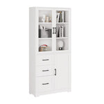 ZUN FCH 3 doors 3 drawers 5 layers Triamine board veneer 78*38.5*170cm display cabinet white N001 52480970