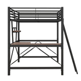 ZUN Full Size Loft Metal&MDF Bed with Desk and Shelf, Black 26455589