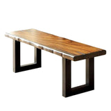 ZUN Tobacco Oak Finish Solid wood Industrial Style Kitchen 1pc Bench Dining Room Furniture U-shaped Legs B011P148641