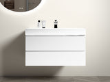 BB02-30-101, Integrated solid surface basin WITHOUT drain and faucet, glossy white color W1865107113