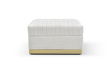 Contemporary Vertical Channel Tufted Velvet Big Size Ottoman Modern Upholstered Foot Rest for Living W1117P147305