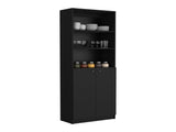 2-Door Bookcase with Upper Shelves, Black B097P167423