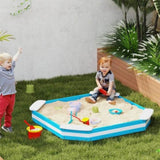 Blue Kids Sandbox with 4 Corner Seats,52" x 52" x 6" 76812357