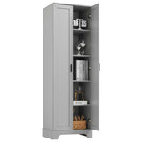 Storage Cabinet with Two Doors for Bathroom, Office, Adjustable Shelf, MDF Board, Grey N725P181207E