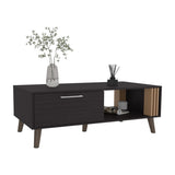 Coffee Table, 1 Door, 1 Shelf, Black / Natural Oak B097P262373