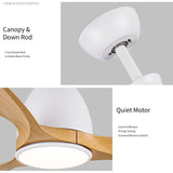 YUHAO 52 inch Indoor Ceiling Fan with Intergrated LED - Matte White with Antique Brown Wood Grain W1367P263803