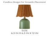 12" Green Rattan Rechargeable LED Lamp 17673309