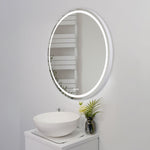 ZUN 24 in. White Framed Dimmable Anti-Fog LED Bathroom Vanity Mirror W716P233471