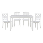 ZUN Classic Transitional 5pc Dining Set White Finish Dining Table and Four Side Chairs Set Lattice-Back B011P144224