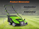 Corded Electric Lawn Dethatcher with 16-Inch Cutting Width, Wear-Resistant Wheels & Large Removable 82267826