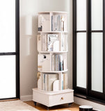 Rotating Bookshelf with Drawer, 360 Display 5 Tier Corner Bookshelf for Small Space, Floor Standing W2641P329210