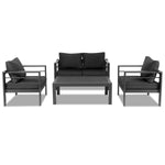 ZUN Aluminum Patio Furniture Set, 4 Pieces Modern Outdoor Conversation Set Sectional Sofa with Cushion 75618099