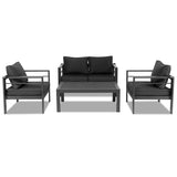 ZUN Aluminum Patio Furniture Set, 4 Pieces Modern Outdoor Conversation Set Sectional Sofa with Cushion 75618099