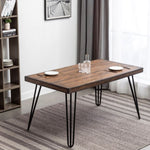 ZUN Aryven Industrial Metal Hairpin Design Dining Table, Rustic Dark Pine T2574P165175