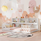 Versatile Floor Bed with Bookcase - White 89366824