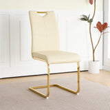 ZUN Modern PU dining chair Living room chair Upholstered chair, gold metal chair leg design, kitchen, W210P164983