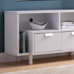 ZUN Modern TV Stand with Two Shelves and Two Drawers - White B107131410