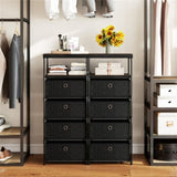 4-Drawer Fabric Storage Cabinet - Removable Foldable Drawers, Industrial Wood Top, Metal Frame with 35054697