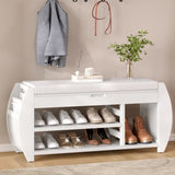 ZUN TREXM Retro Multifunctional Storage Bench with Cushion and Curved Side Panel for Entrance and Living N715P194061K