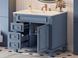 24" Bathroom Vanity with Ceramic Sink, Small Bathroom Sink Cabinet, Modern Cabinet with 2 Drawers N710P318990C