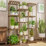 ZUN Multi-tier Wooden Plant Stand 11 Potted Flower Display Shelf Rack Vase Holder for Patio Balcony 57384920