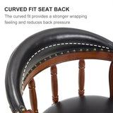 Seat height 26'' Cow top Leather Wooden Bar Stools, 360 Degree Swivel Bar Height Chair with Backs 67931903