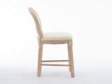 Solid Wood Bar stools Set of 2, Classic French Country Wooden Barstools with Upholstered Seating W1622P221395