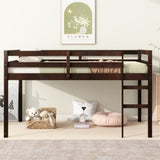 ZUN Solid Wooden, Rubber Wooden Twin Loft Bed with Ladder, Bed Platform of Strengthened Slats , Espresso W504P190953