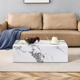 ZUN Modern MDF Coffee Table with Marble Pattern - 39.37x23.62x11.81 inches - Stylish and Durable Design W1151119518