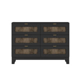 Rustic Farmhouse Style Wooden Dresser with 6 Drawers, Storage Cabinet for Bedroom with Metal WF530908AAB