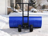 Manual Snow Pusher 36x18in with H-Handle, Blue Iron Blade, Black Handle, Blue Wheels, Snow Plow 33234706