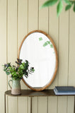 24" x 36" Oval Wall Mirror with Wood Frame, Farmhouse Wood Mirror for Bathroom Entryway Console Lean W2078126447