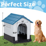 33 inch Large Plastic Dog House, Indoor Outdoor Doghouse Pet House with Air Vents and Elevated 55267204