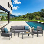 ZUN Rectangle Small Aluminum Grey End Coffee Table Furniture For Patio Garden Outdoor W1828140323