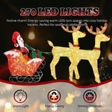Lighted Reindeer Pulling Sleigh Christmas Decorations, Pre-lit Holiday Decor with270Warm White 72364050