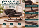25.59"W x 33.66"D x 29.53"H Indoor Plush Rocking Chair, Soft Fluffy Lounge Rocker with Black Metal 00955809
