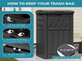 38 Gallon Outdoor Trash Can, Waterproof Resin Garbage Bin with Lid & Drip Tray for Porch Backyard 29856057