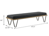 Dark Blue and Black Upholstered Bench B062P145445