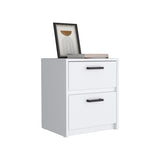 Nightstand 18"H , 2 Drawers with Metal Handles, White B097132931